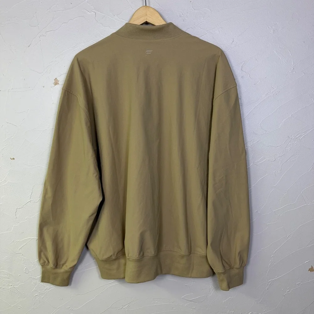 Fabletics Bomber Jacket Mens XL Tan Full Zip Mesh Lined Lightweight Gorpcore
